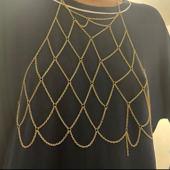 Body Jewelry Chain Halter Mesh Bralette dainty top - Picture 12 of 16